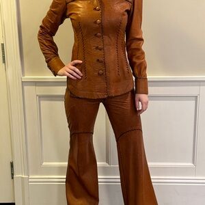 70s Vintage Northshore Leather Company Whipstich Women's Leather Suit